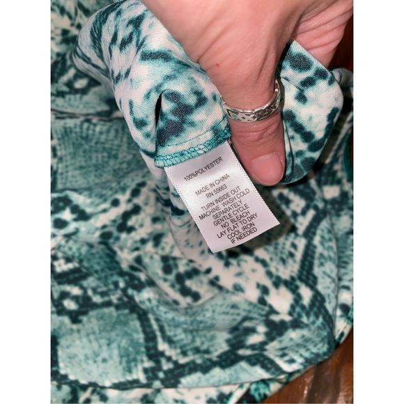 RACHEL ZOE Green Snake Print A-Line Midi Skirt Size Large - Picture 4 of 8